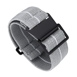 Binlun Elastic NATO Fabric Nylon Watch Strap, Waterproof Replacement Velcro Strap, 18 / 20 /22 mm, Grey-white-b