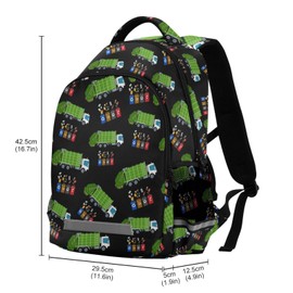 Garbage Truck Trash Recycling Backpack 3rd 4th 5th Grade School Bookbags Travel Laptop Daypack Bag for Boys Girls