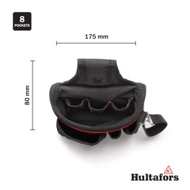 Hultafors Technician Belt Bag, Tool Holder Belt with 8 Pockets, Robust Material with 1680 Denier, Sturdy Tool Bag for Belt with Press Stud Fastening, 592020