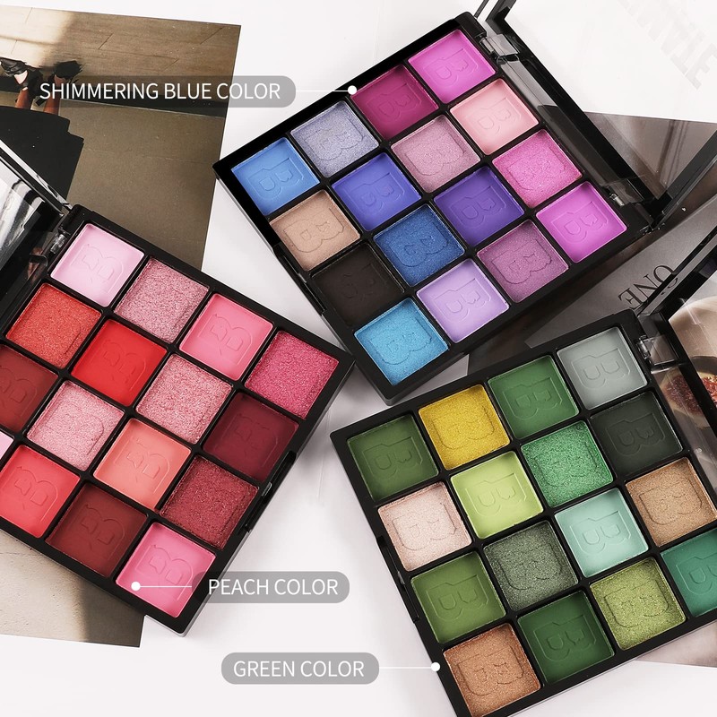 Boobeen Colourful Eyeshadow Palette Makeup 16 Colours, Matte and Glitter