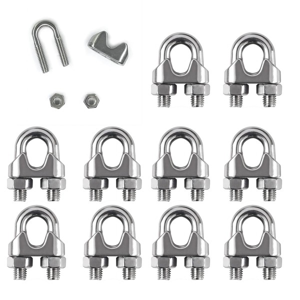 Skyzone Pack of 10 Wire Rope Clamps, M4 Rope Clamps,