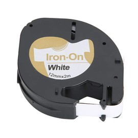 Cinta de etiquetas para máquina de etiquetado Dymo LetraTag Cinta de planchado de tela Cinta de impresión impermeable, 12 mm x 2 metros, negro sobre fondo
