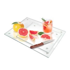 Seelenruhe Seelenruhe Tempered Glass Cutting Boards for Kitchen Counter, Clear Cutting Boards for Countertop, Non-Slip, Heat-Resistant, Machine Washable, Easy to Clean, Kitchen Decoration, 16x12 & 12x8 2PCS