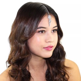 Kristin Perry Crystal Prom Bridal Dainty Chain Headpiece Mang Tikka Indian Grecian Hair Piece