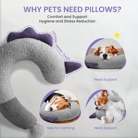 HiPetpy Dog Calming Pillow - Soft Neck Pillow for Dogs, Washable Sleep Pillow for Better Sleep, Reduces Anxiety, Gift for Small/Medium/Large Dogs and Cats