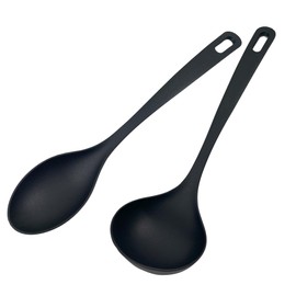 Fackelmann Set Mestolo e Cucchiaio da Servizio in Nylon, Utensili Antigraffio per Padelle Antiaderenti - Resistenti al Calore 200°C - Lavabili in Lavastoviglie