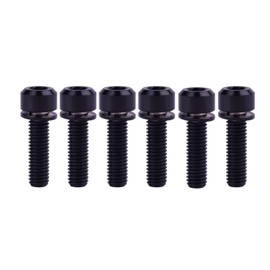 UHDFBDHF Titanium Bolt Hex Screw M5x16 18 20mm Stigma Chamfer Head Bolt with Washer for Bicycle Stem Parts Pack of 6 (Black, M5x18mm)