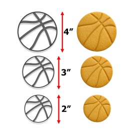Mighty Gadget Basketball Cookie Cutter & Stamp Set – 3 Sizes (4", 3", 2")(Random Color)
