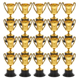 BESPORTBLE ' Mini Trophies Set - 20pcs Durable Plastic Trophy Cups with Base - Ideal Reward for Sports Events Competitions Parties School Games Portable Golden Prizes for Baseball