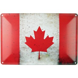 Tin Sign 20 x 30 cm Domed Canada Canada Flag Decorative Vintage Gift Sign