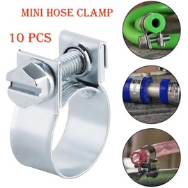 QINALO 10-Pack 20-22mm Mini Hose Clamps, Galvanized Hose Clamps, (Pipe Clamp Diameter 25/32" -7/8"), Suitable for Fuel Injection Systems, Hydraulic Lines, Cars, Radiators, Gardens, etc.