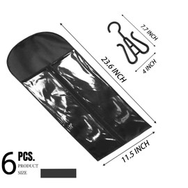 Uiohfiy 6PCS Hair Extension Holder Wig Bags Storage with Hanger Wig Storage for Multiple Wigs Holder,Easy to Carry Home Hair Salon Travel Available (Black)