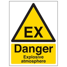 V Safety Danger Explosive Atmosphere - Portrait 150 x 200mm - 2mm Rigid Plastic Safety Sign