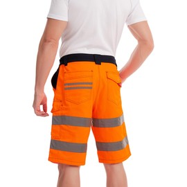 Mivaro Men's Work Shorts with Reflective Stripes in Signal Colours, orange