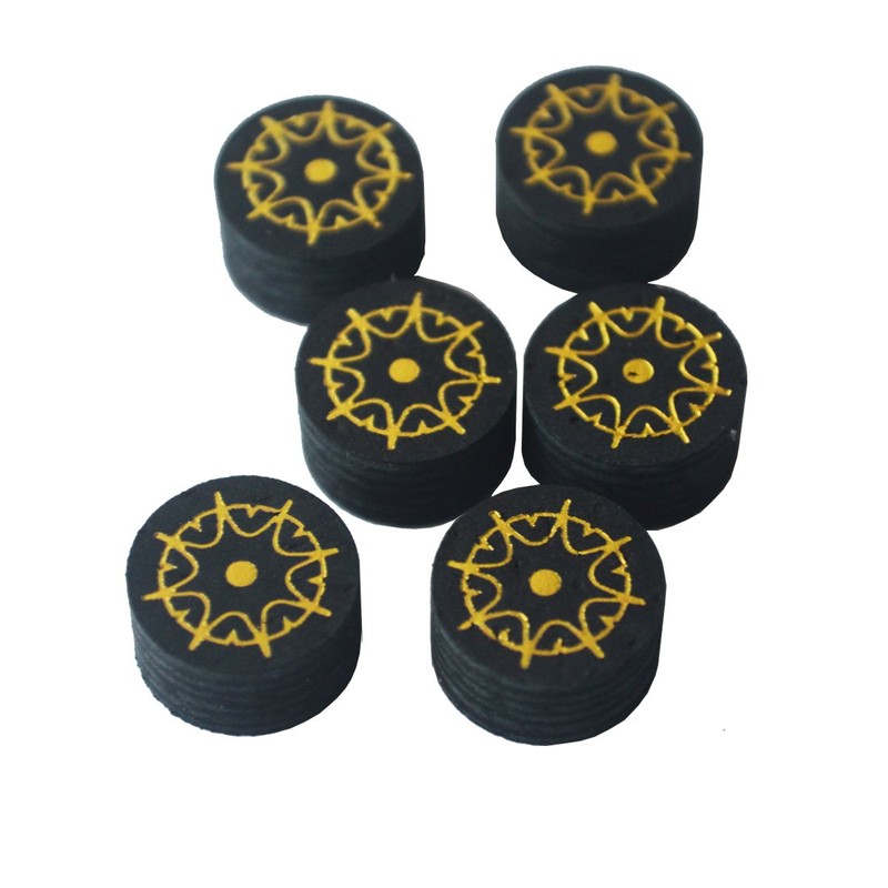 Collapsar 6pcs 14mm Black Multiple Layer Pigskin Pool Cue Tips