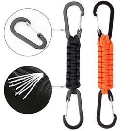 RSYHVG Keychain with Snap Hook Carabiner Clips, Paracord Keychain Carabiner Clips with Locking D Ring Hooks Hangers, Heavy Duty Lanyard Key Chain for Car Keys, Backpack, Tools,Men, Women,black orange