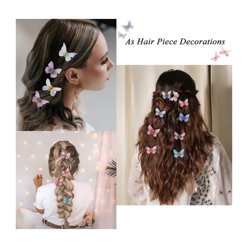 20 Pzs Para El Pelo Con Forma De Mariposa Cabello