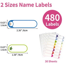480 Pcs Labels for Kids Stuff Daycare, Waterproof Baby Name Label, Washable Bottle Labels, Reusable Self-Adhesive Tag Stickers for School Essentials, Self-Laminating Write-on