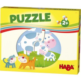 HABA 303762 - HABA-Lieblingsspiele – Puzzles Bauernhof , 6 Puzzles mit je 2 Teilen aus stabiler Pappe , Kinderpuzzle mit bunten Bauernhofmotiven , Spielzeug ab 2 Jahren