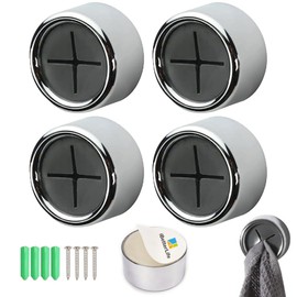 iBetterLife Adhesive Towel Holder for Kitchen - 4 Pack Dish Towel Hooks for Cabinet, Push Hand Towel Hanger, Dish Cloth Rag Holder for Home Bathrooms, Kitchens, Garages, RV, Within Easy Reach, Grey