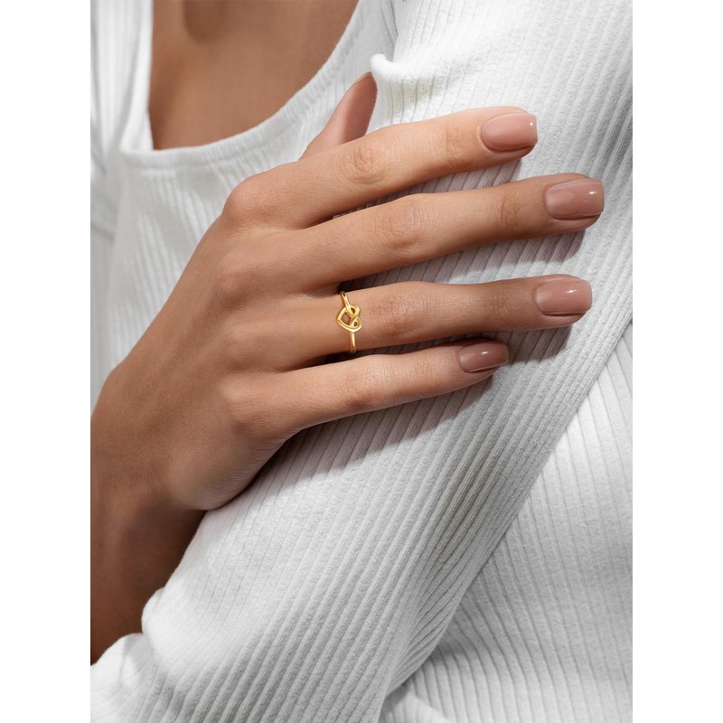 Silvora 925 Sterling Silver Knot Ring Gold Promise Ring Heart