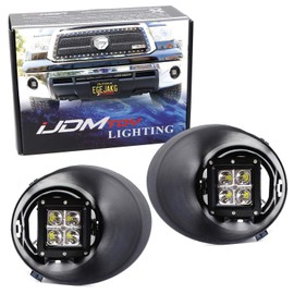 iJDMTOY LED Pod Light Fog Lamp Kit Compatible With 2007-13 Toyota Tundra Pre-LCI, Includes (2) 20W High Power LED Cubes, Foglight Bezel Covers, Mounting Brackets & Wiring/Adapter Harnesses