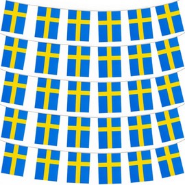 Sweden Bunting 30pcs Swedish Triangle Decoration Fabric for Football Patriotic Festivals and Celebrations Party National Day Sports Bars Street 10m/33ft Indoor Outdoor