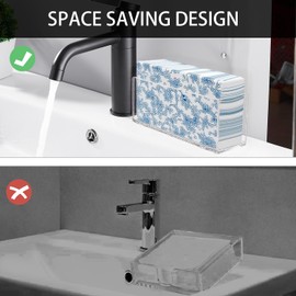 2 Pack Acrylic Guest Towel Holder, Clear Waterproof Splashing Vertical Napkin Holder for Kitchen, Disposable Hand Towel Holder, Modern Dining Table Napkin Tray for Bathroom,Home, Hotel, Office