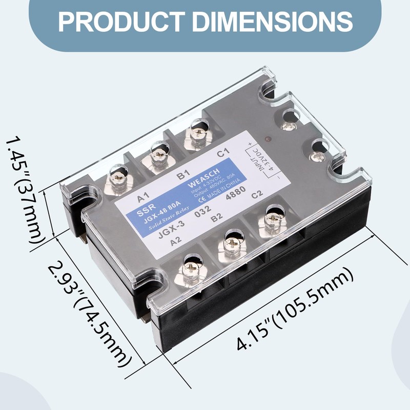 Weasch 3 Phase Solid State Relay, JGX-48 80A, DC to
