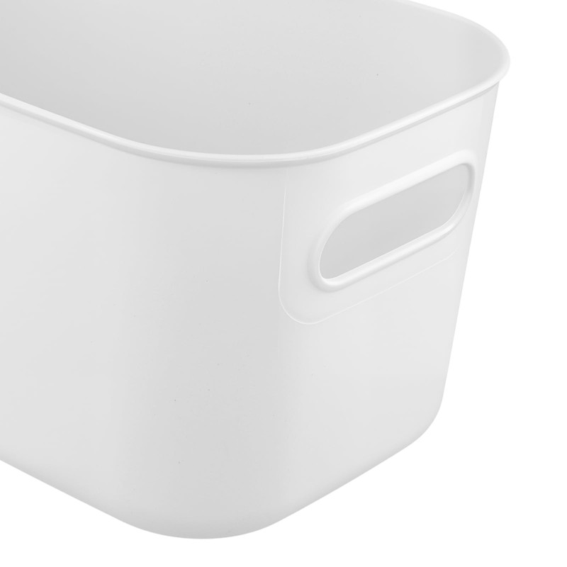 HOZEON 10 Pack White Plastic Storage Bins with Handle, Stackable