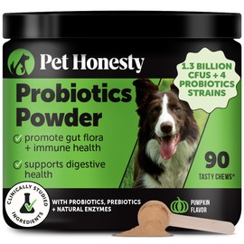 Pet Honesty All-Natural Probiotic & Pumpkin Powder Dog Supplement - Prebiotics, Probiotics, Enzymes & Antioxidants for Healthy Gut Flora, Digestion & Immunity (90 Scoops)