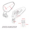 DREAMIZER Universal Motorcycle Side Mirrors 7/8" 22mm Handlebar End Mirrors