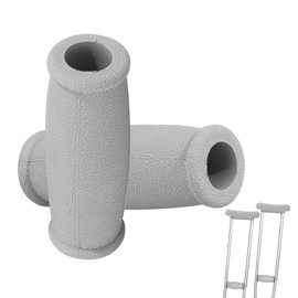 Crutch Hand Grip Replacement, 2 Pack Cane Crutch Handgrips Soft Rubber Crutches Handle for Most Standard Aluminum Crutches, Replacment Cushion Tops Axillary Support Double Crutches Accessories