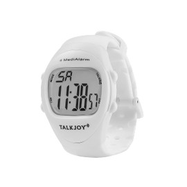 SPANISH Talking Watch with 4 Alarm Times, Alarm Clock, White, 4 Pill Alarm Clocks, Per Day