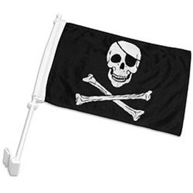 AES 12x18 Jolly Roger Pirate Eye Patch Double Sided Car Vehicle 12"x18" Flag