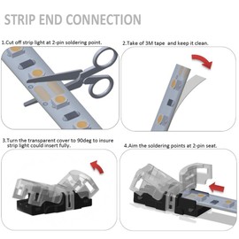 GOOCHAN 2-Pin LED Connector for 10MM Wide Waterproof Single Color LED Strip Light- Strip to Wire Quick Connection
