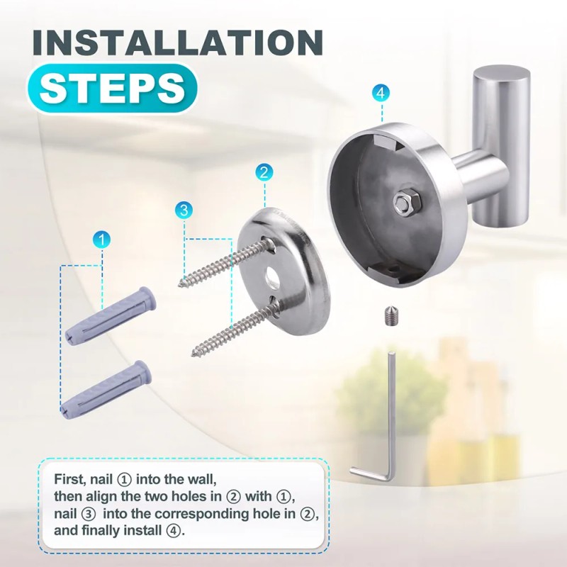 4 Pack Towel Hook SUS 304 Stainless Steel Coat Hooks,Shiny