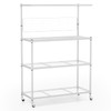 SlickBlue 4-Tier Rolling Bakers Rack with Adjustable Shelves Includes Hooks