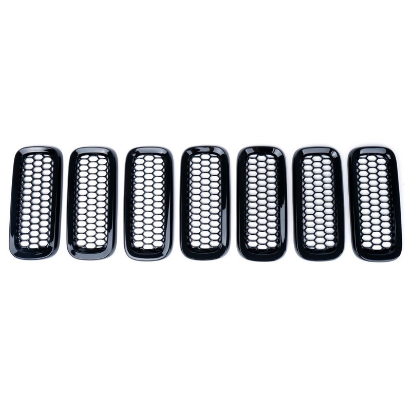 2015-2017 Renegade 7pcs ABS Front Grille Inserts with Mesh (Black)