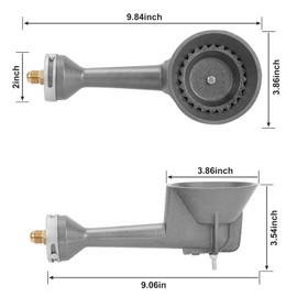 WADEO Propane Burner Head, High Pressure Cast-Iron Round Turkey Fryer Burner with 4FT Adjustable High Pressure Propane Regulator with Hose and Brass Fitting