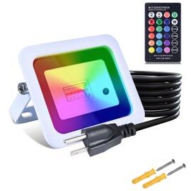 MIWAT 20W RGB LED Landscape Light, 3x4 Size IP68 Waterproof Outdoor Lamp, Plug in Night Light for Background, Party, Courtyard, Bedroom