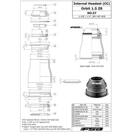 FSA No.57 Orbit Headset Sealed Bearing 1.5 ZS 1-1/8"-1.5" Tapered Integrated #XTE1531