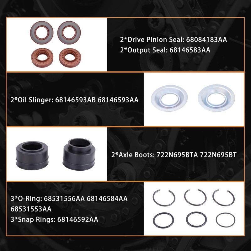 Seaforie 68146594AB Front Differential Axle Intermediate Shaft Inner Shaft Kit