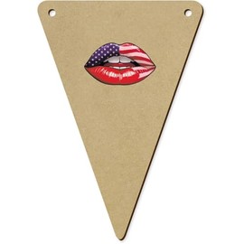 5 x 140mm 'American Flag Lips' Wooden Bunting Flags (BN00088712)
