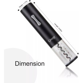 CHEER Electric Wine Opener Automatic Corkscrew Foil Cutter & Batteries Included - Black