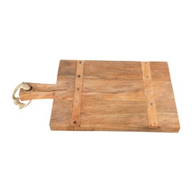 Creative Co-Op Mango Wood Cheese Board with Rope on Handle