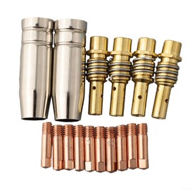 Mig Welder MB15 AK MIG Welding Accessory Kit 16PCS Mig Torch Contact Tip Gas Nozzles M6 Tips Holder Difuser Gas Nozzles Welder Replacement Parts for MIG Welding Torch(1.2mm)