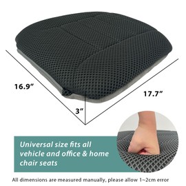 AEROiVi 17.7" L × 16.9" W × 3" H,Car Booster Seat Cushion Raise The Height for Short People Driving, Breathable 3D Air Mesh, 3 Inch Booster Seat, Non-Slip Bottom, Car Seat Pad with Truck,Cars,SUVs