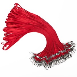 Segus Lanyard Red, Pack of 50 Lanyard with Carabiner, Neck Strap Keys, Lanyard for School, Office, Hospital, ID Sleeves, Keys
