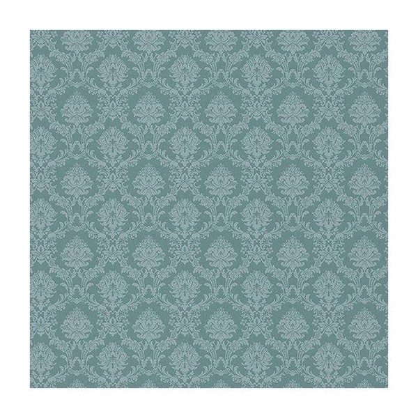 CONCORD WALLCOVERINGS ™ Textured Wallpaper Damask Featuring Floral Pattern, Blue